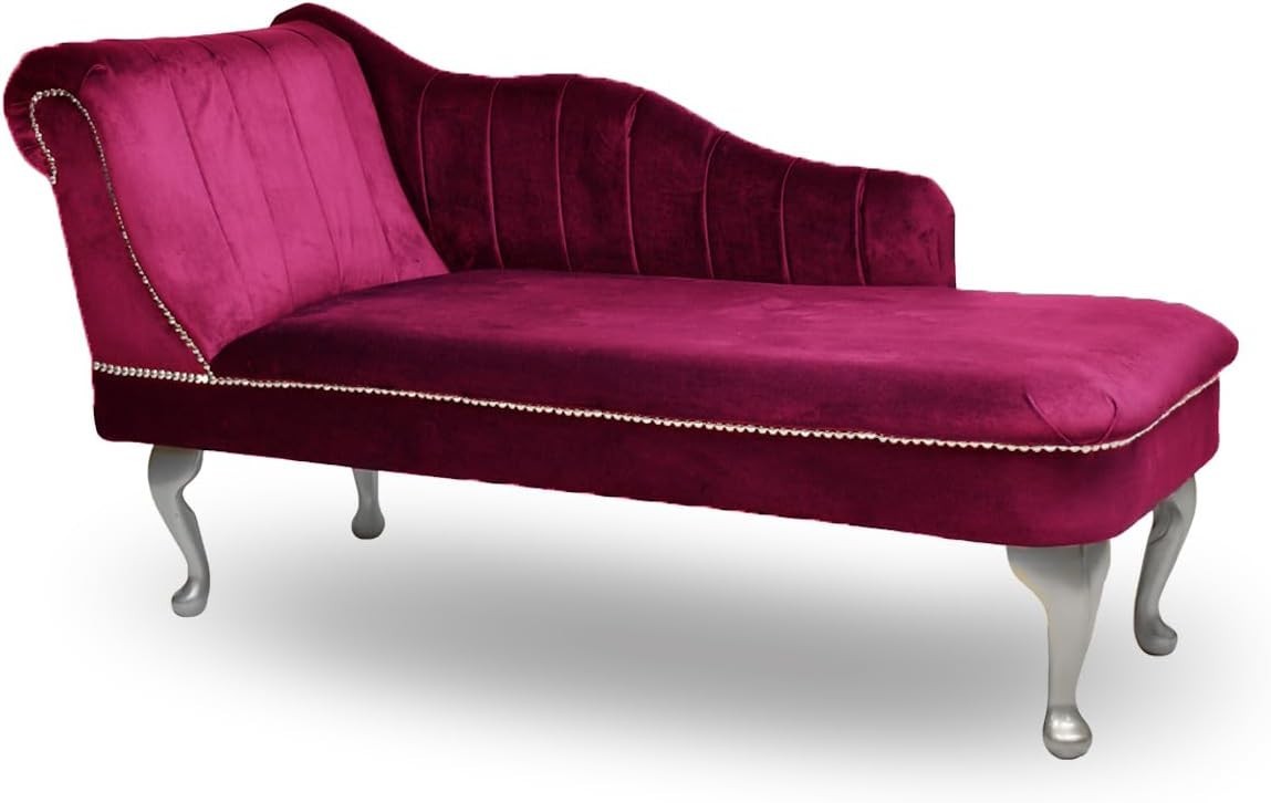 Velvet Chaise Lounge Left Hand Tufted Accent Sofa Chair Boysenberry 133cm