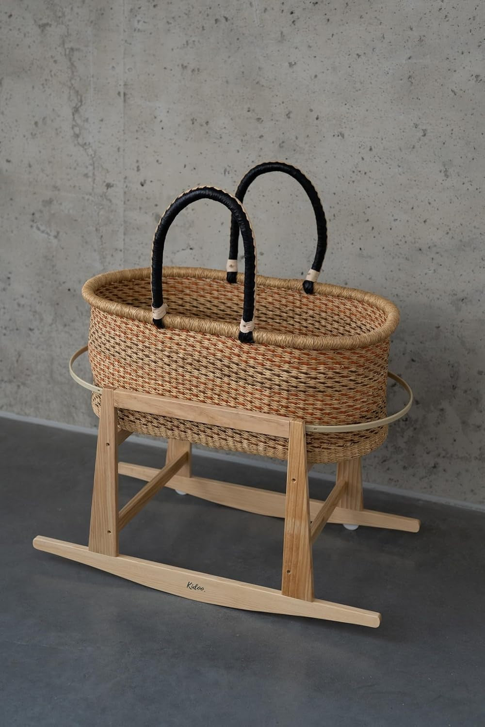 Handwoven Moses Basket with Rocking Stand & Mattress Natural Baby Cradle