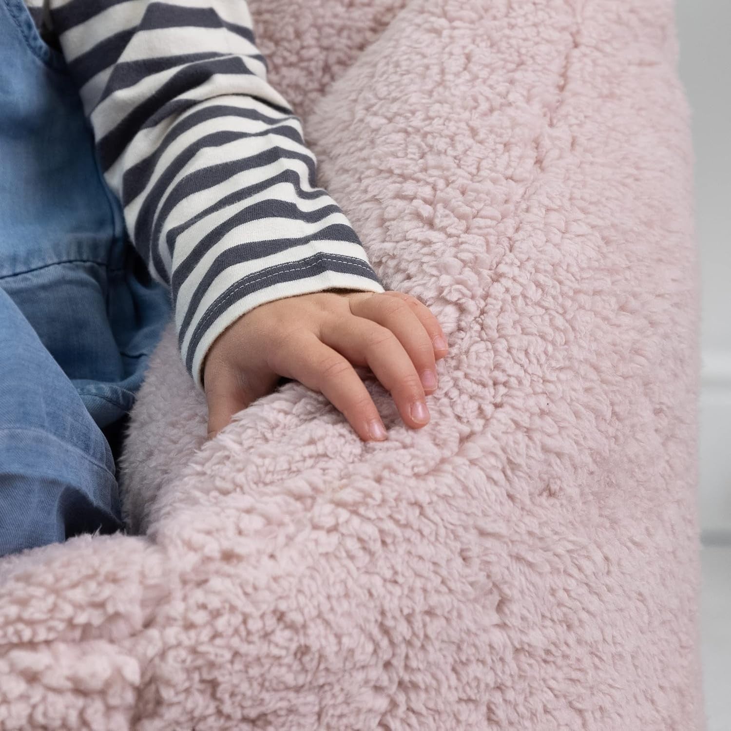 Pink Teddy Fleece Kids Bean Bag Chair – Soft Armchair for Bedroom & Play