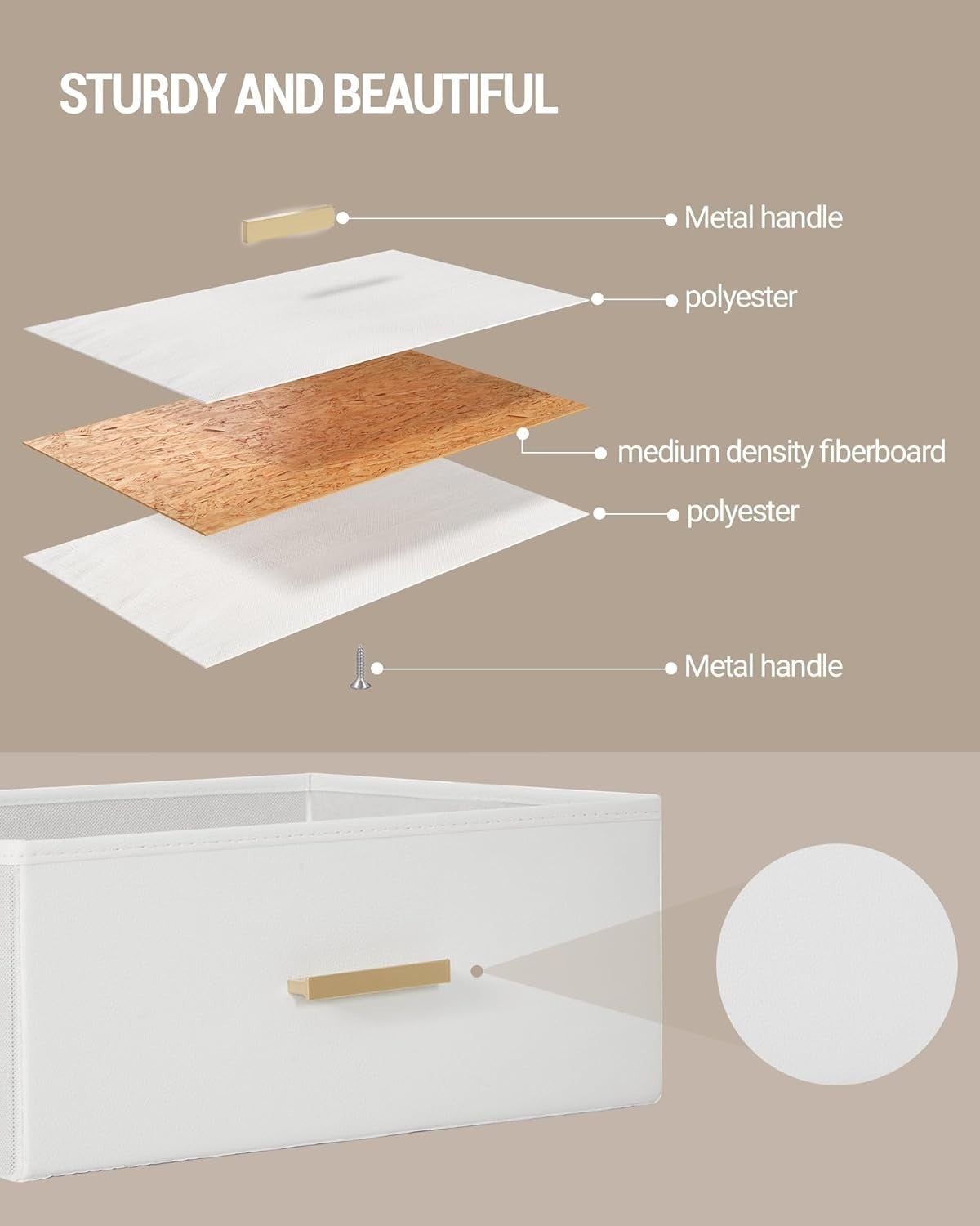 White Bedside Table with USB Type-C Charging Ports & 2 Drawers
