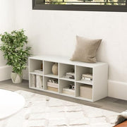 White Shoe Bench with 8 Compartment Storage Rack Seat for Hallway Bedroom
