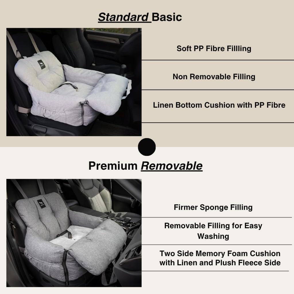 Large Dog Booster Car Seat Bed Washable Water Resistant 40lb Grey