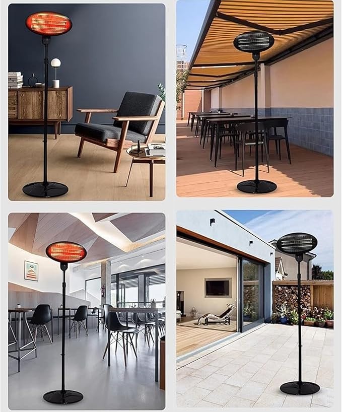 Patio Heater 2KW Electric Outdoor Freestanding Adjustable Height Waterproof