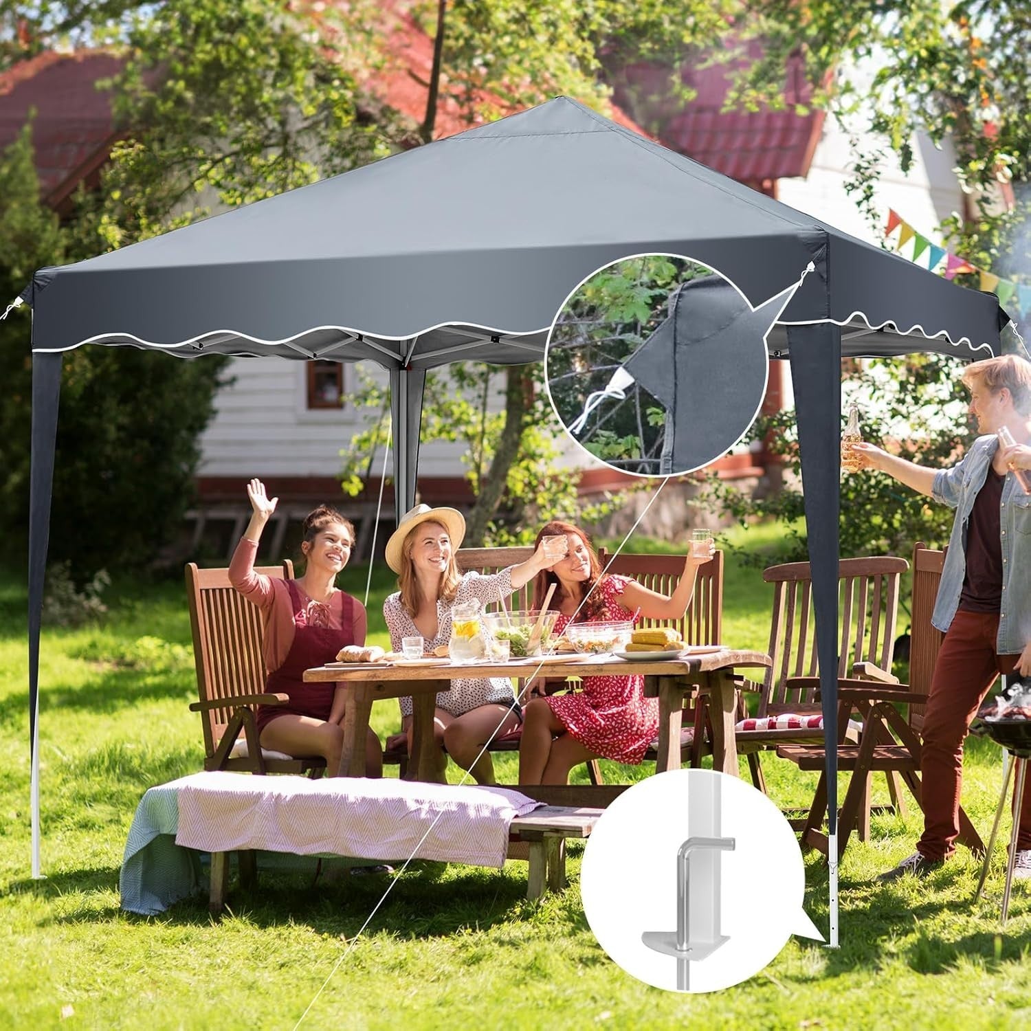 3x3M Waterproof Pop Up Garden Gazebo with 4 Sides & Mesh Windows | Heavy Duty
