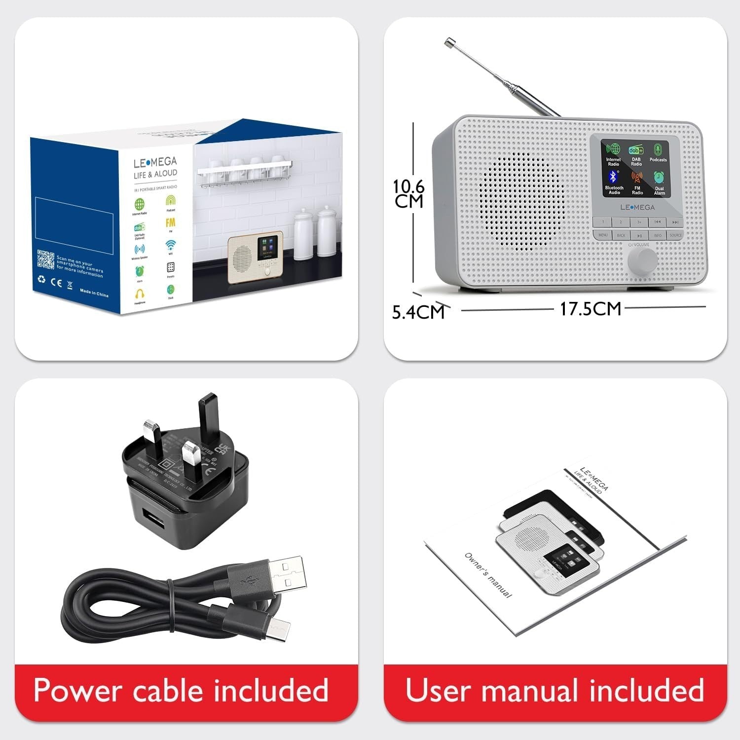 Internet Radio DAB+ Bluetooth Portable 60 Presets Alarm