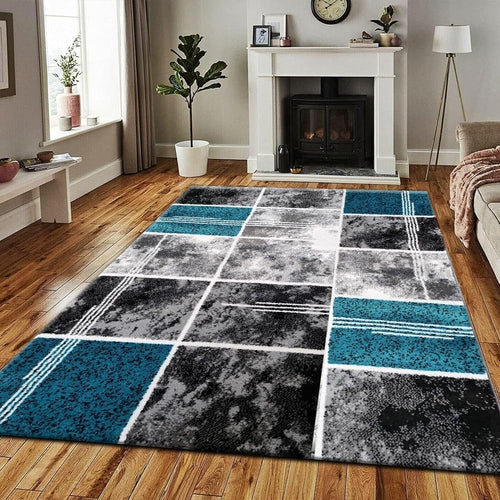 Teal Large Area Rug 160x230cm Soft Thick Pile Non Shed Living Room Carpet