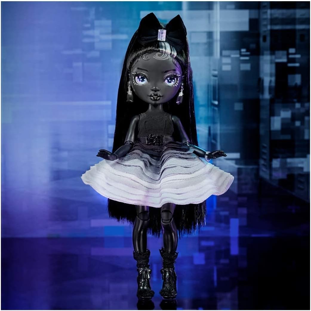 Greyscale Fashion Doll Two Outfits Black Hair Accessories Stand