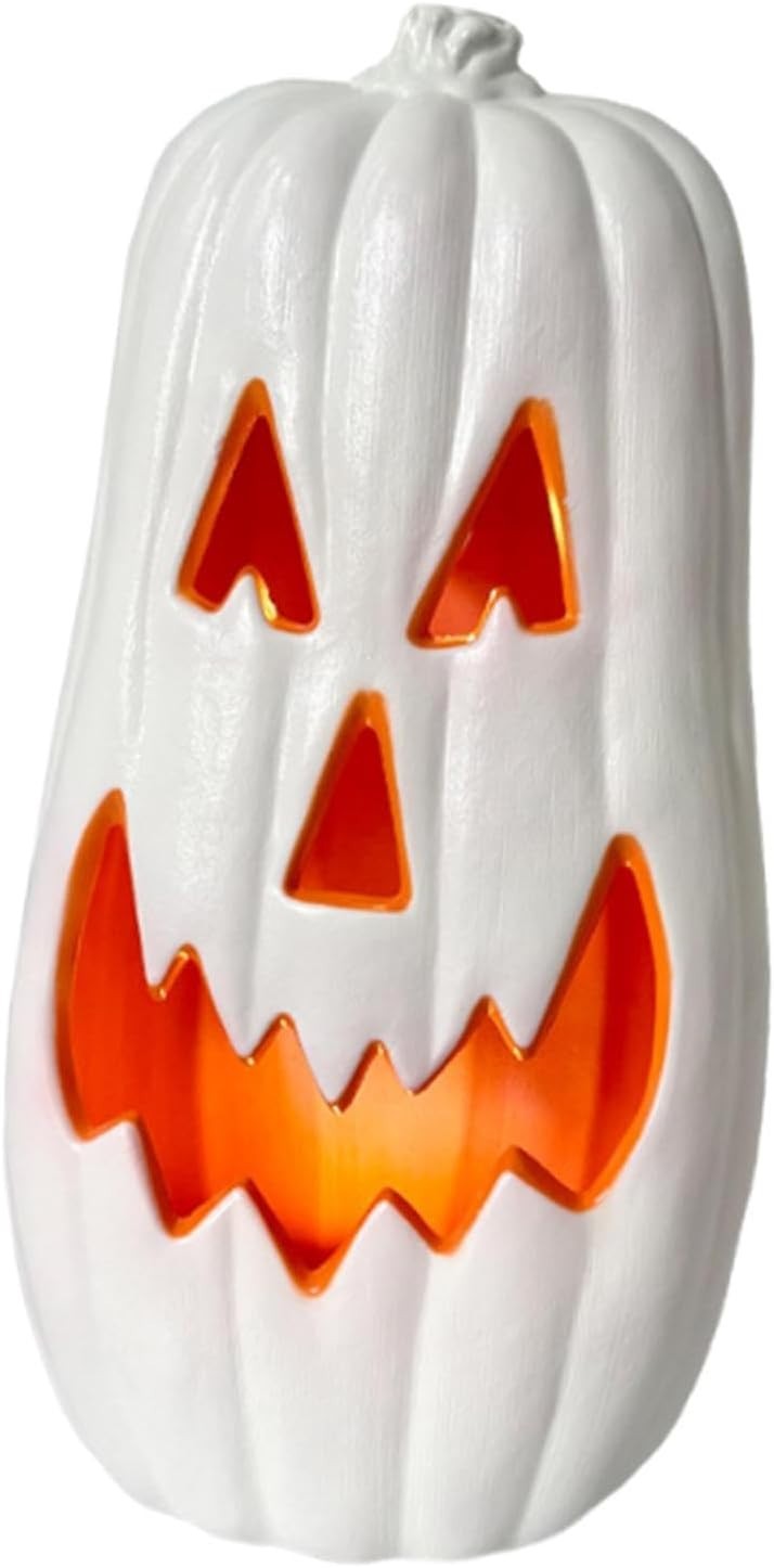 Halloween Pumpkin LED Lantern w/ Timer – White Energy-Saving Decor