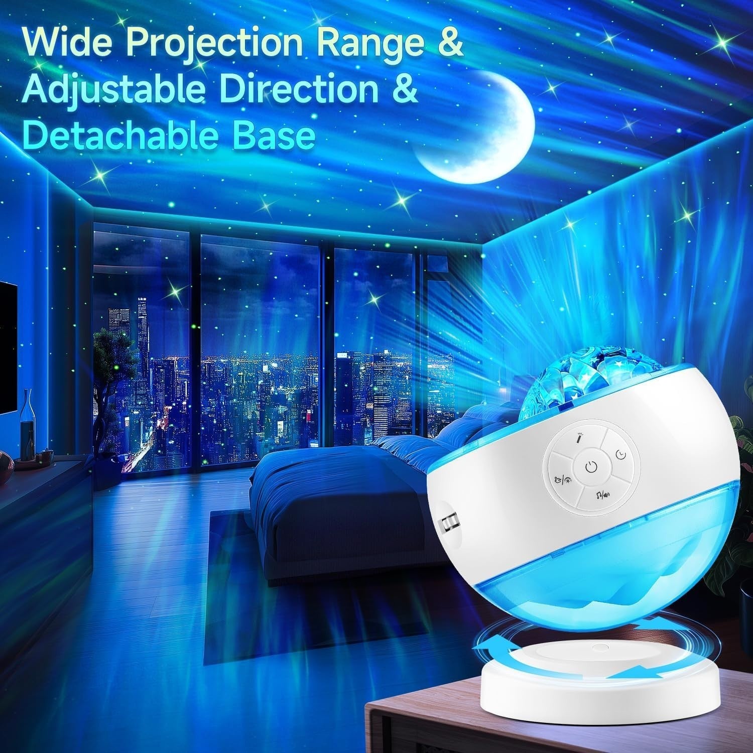 Galaxy Star Projector Night Light Bluetooth White Noise 16 Color Aurora