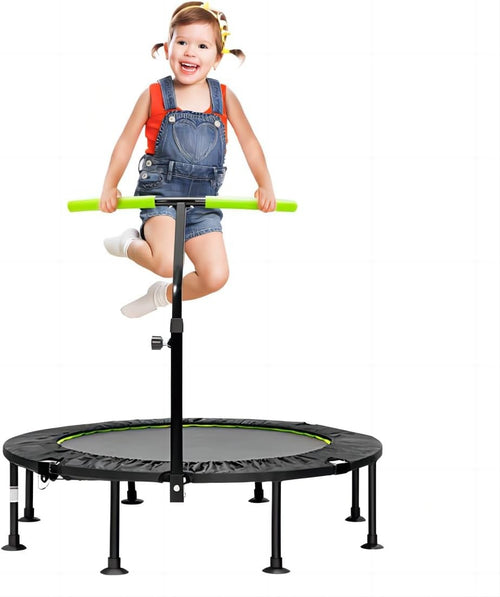 45'' Mini Trampoline with Adjustable Handle Foldable Fitness Rebounder