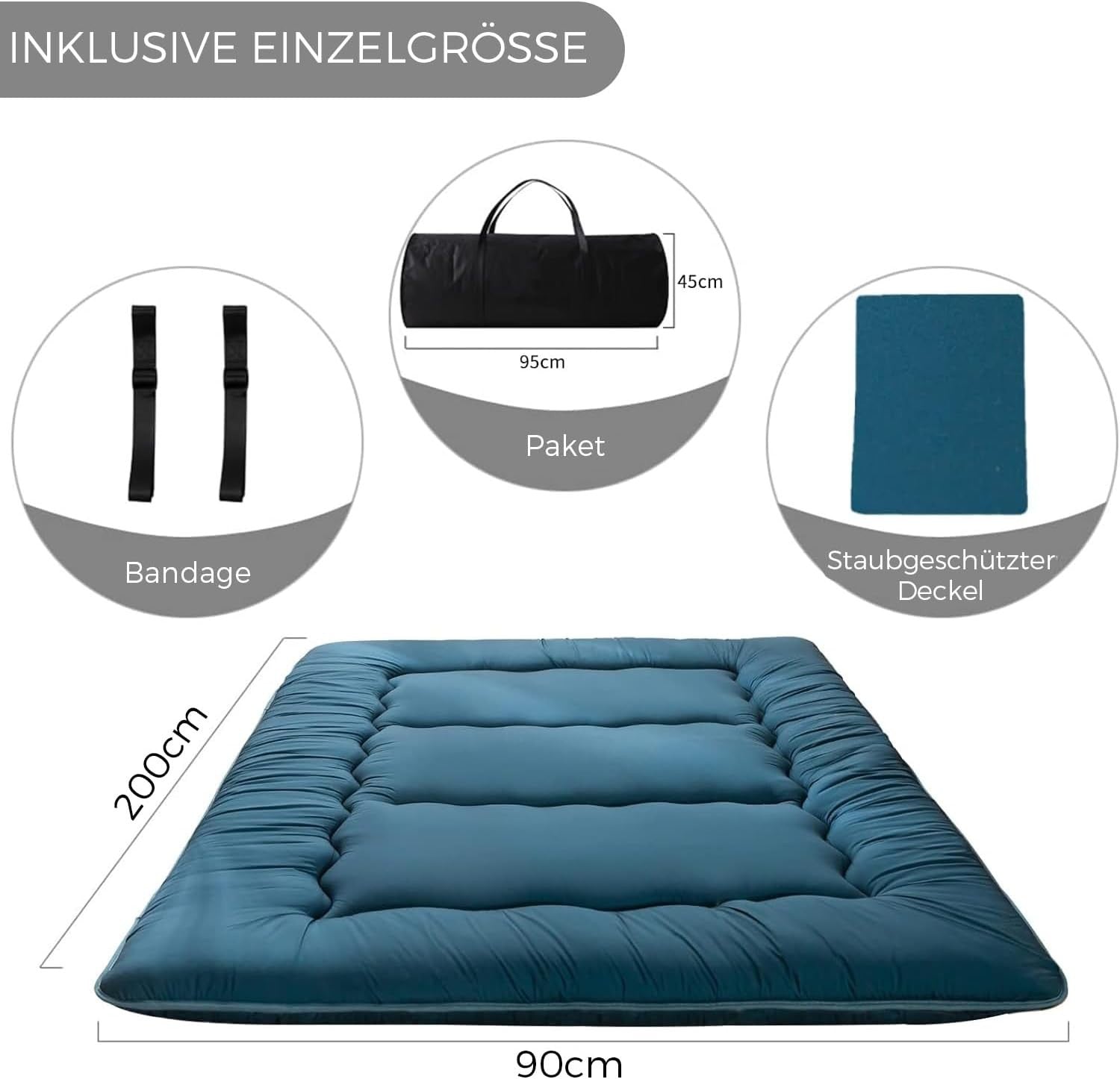 King Floor Futon Mattress Foldable Bed Thick Tatami Lounger Bluestone