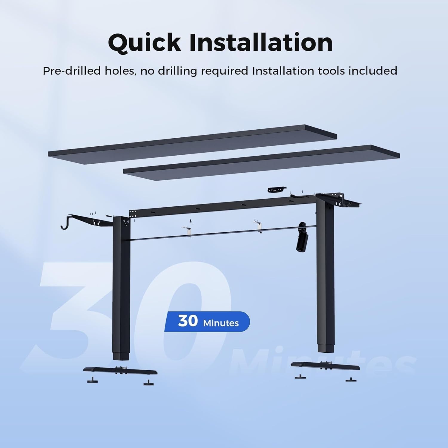 Electric Height Adjustable Standing Desk 100x60cm Sit Stand Table Black