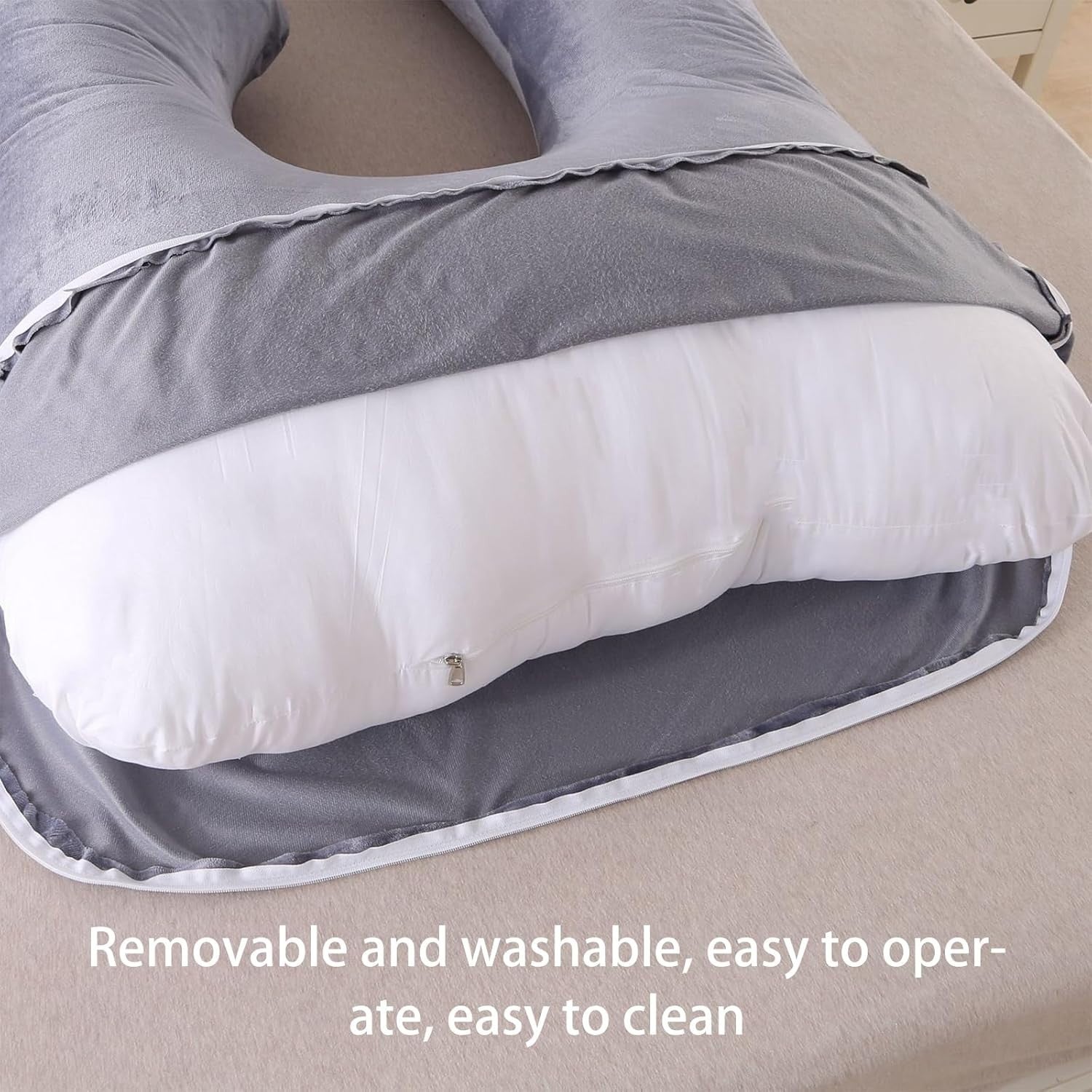 U Shape Body Pillow Full Body Pregnancy Support Soft Washable Cover