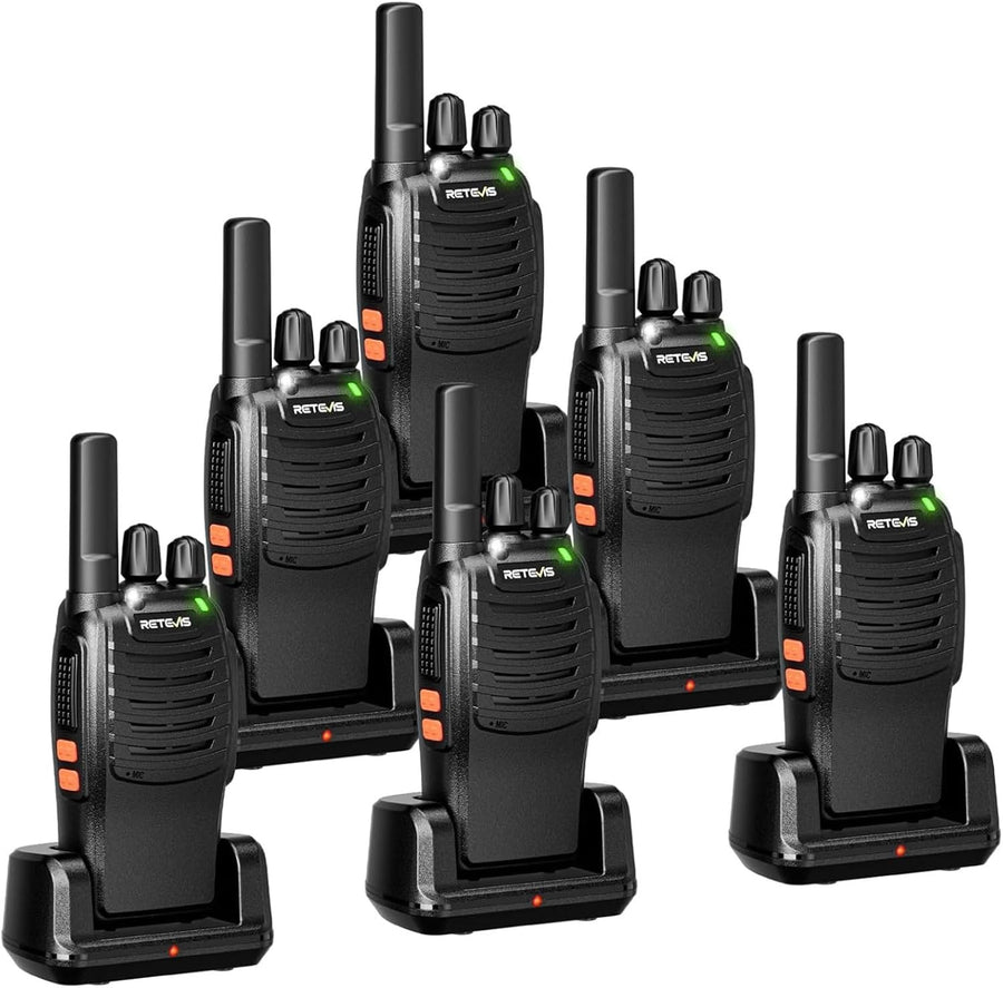 Walkie Talkies 6 Pack Long Range VOX Rechargeable Two Way Radio Set