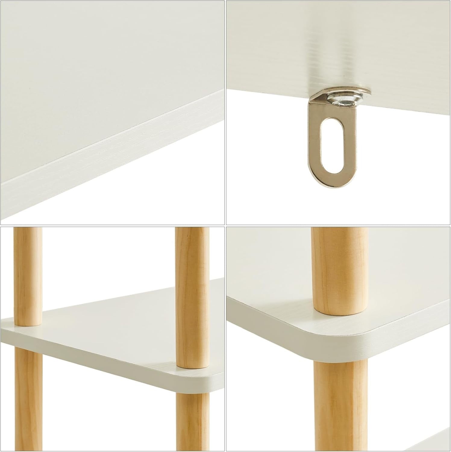 3 Tier Wooden Bookcase White Beech Legs Freestanding Storage Shelf 74cm