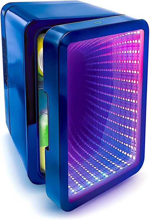 Portable 4L Mini Fridge Cooler Infinity LED Mirror Dark Blue