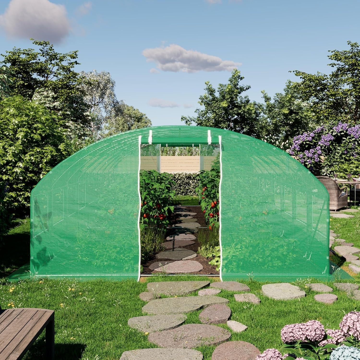 Heavy Duty Polytunnel Greenhouse 4x8m UV Resistant PE Cover with Windows