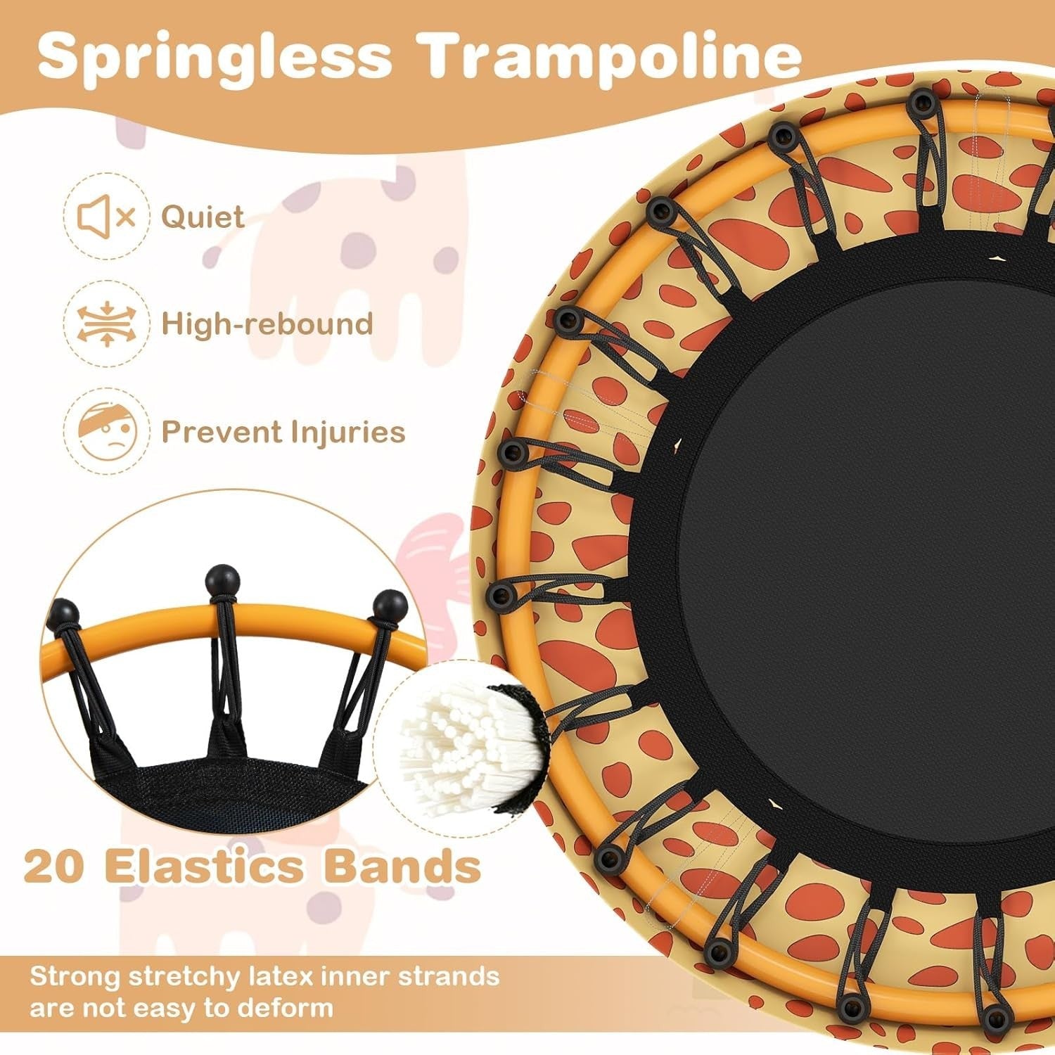 Toddler Mini Trampoline with Foam Handle Safe Kids Rebounder 80KG