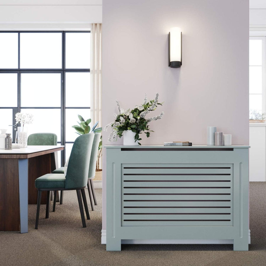 Grey Radiator Cover Cabinet Medium | MDF Horizontal Slat Shelf