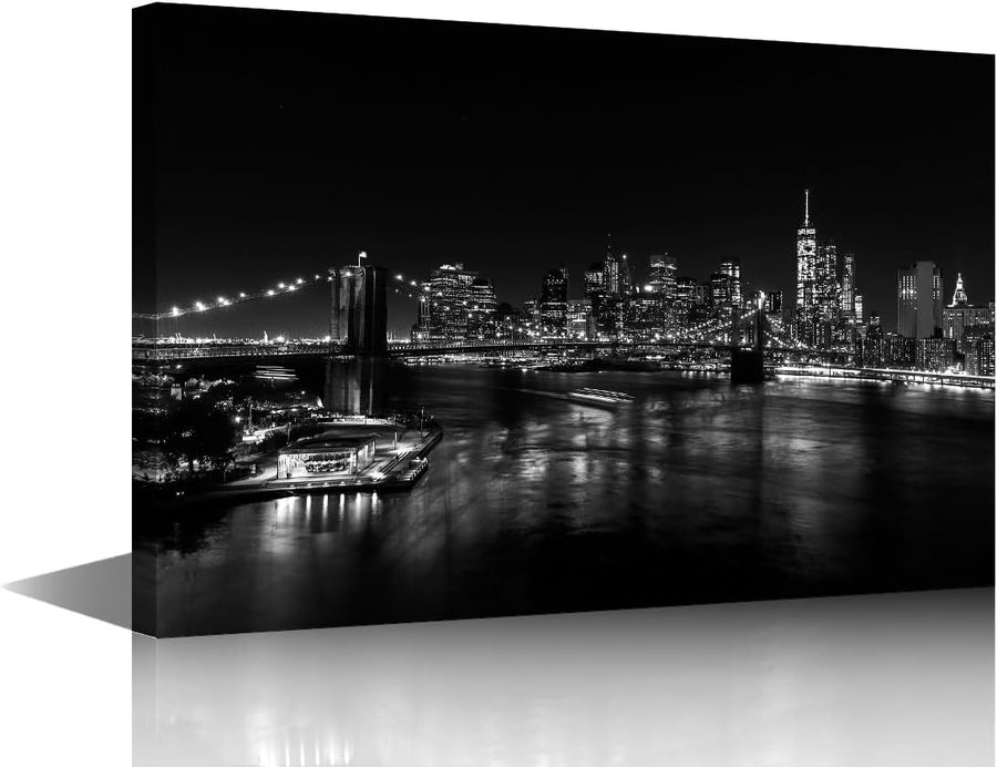 Manhattan New York Cityscape Canvas Wall Art 24×16 in Decor