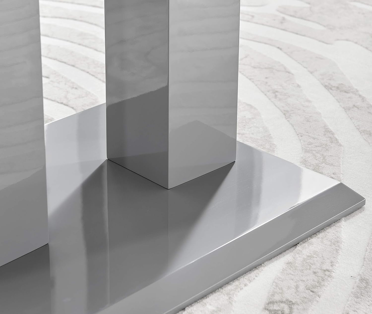 Modern Grey High Gloss Dining Table Rectangular 4 Seater Kitchen Room