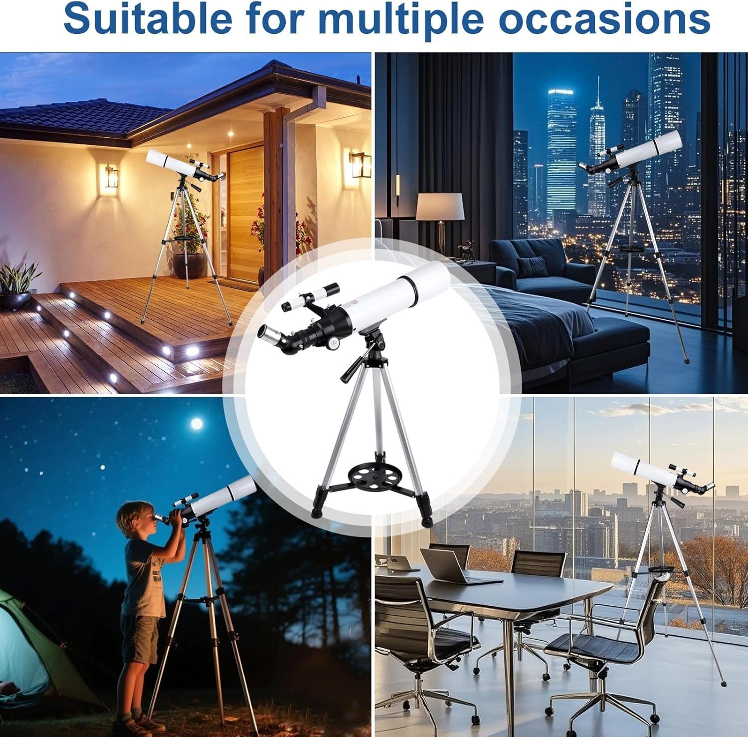 80mm Refractor Telescope 600mm HD Optics Tripod Phone Adapter Travel Kit