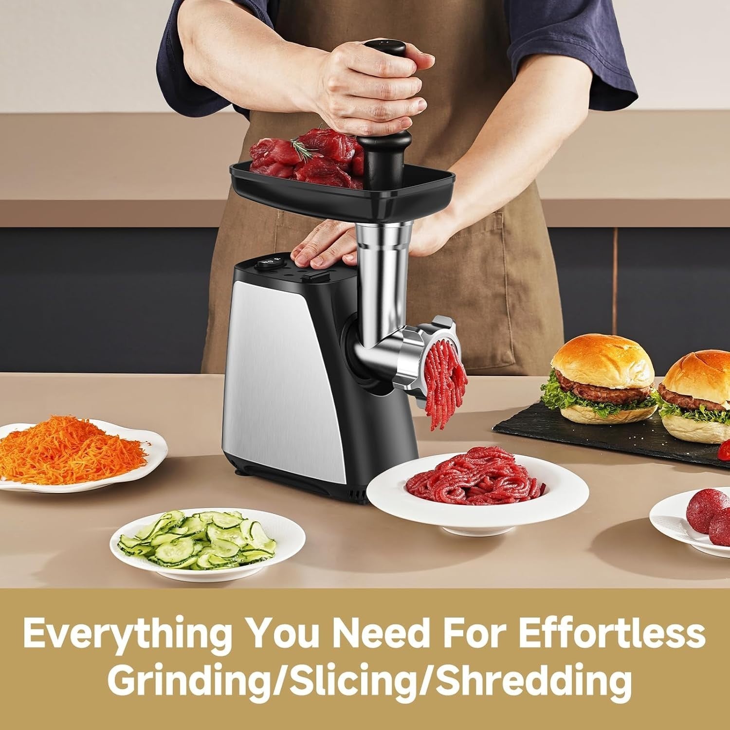 2800W Electric Meat Grinder Mincer Sausage Maker Cheese Grater 4in1