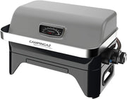 Portable Tabletop Gas BBQ Grill with Lid Thermometer Cast Iron Cooking Surface