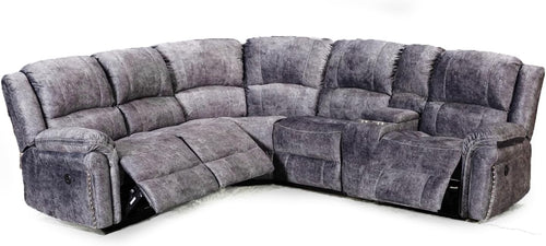 Grey Velvet Electric Recliner Corner Sofa 5 Seater L Shape + USB & Console