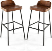 Walnut Bar Stools Set of 2 – Wooden Counter Chairs with Footrest