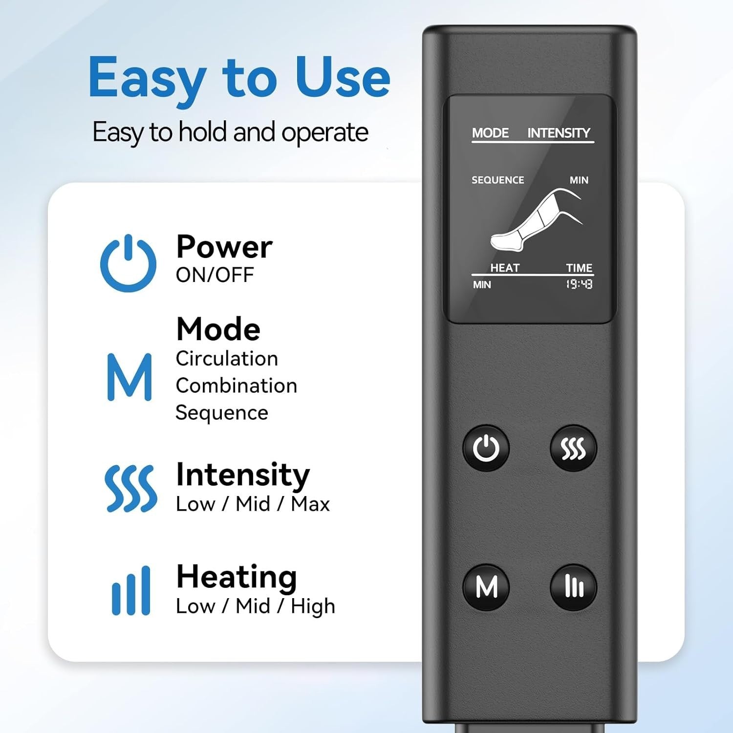 Air Compression Leg Massager with Heat for Pain Relief, Swollen Legs & Circulati