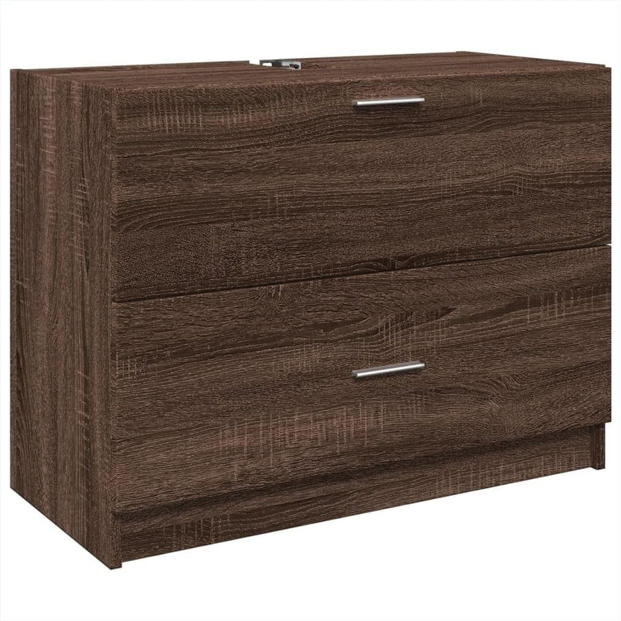 Brown Oak Under Sink Bathroom Cabinet 78x37x59cm Modern Vanity Storage Unit
