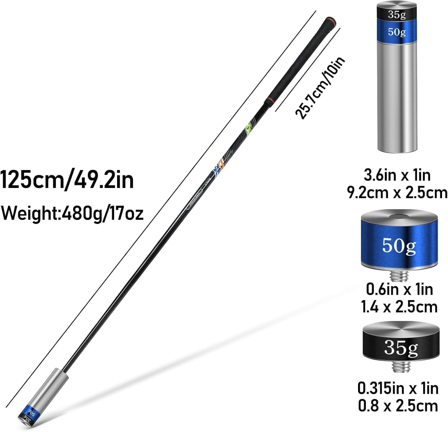 Golf Swing Trainer Speed Stick Adjustable Weights Tempo Aid