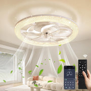 Modern 48CM Smart Ceiling Fan with LED Light, 6-Speed, Quiet, Dimmable