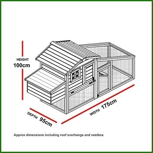 Wooden Chicken Coop with Run Double Nest Box Easy Clean Secure Hen House