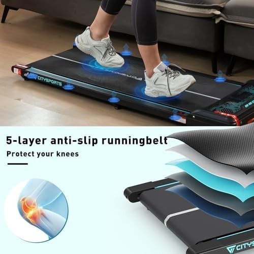 Slim Under Desk Walking Pad 6km/h Compact Treadmill w/ Remote LED & Bluetooth
