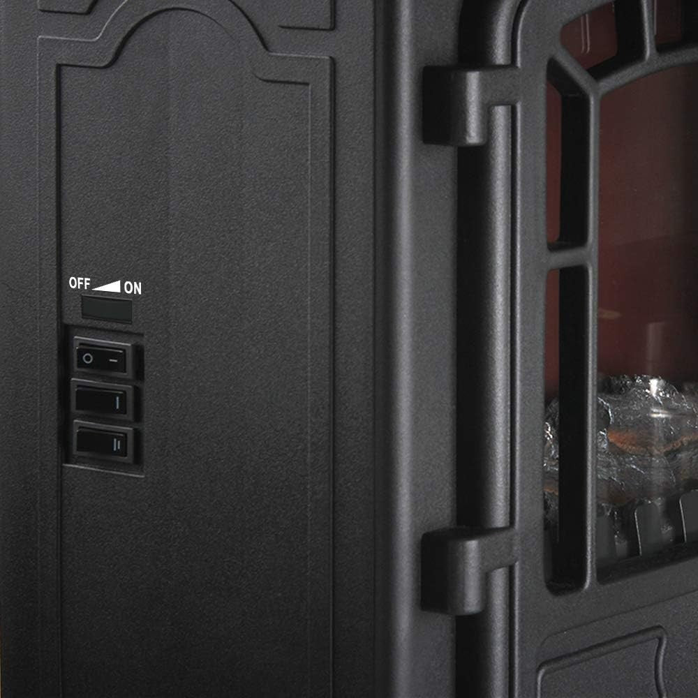 2000W Electric Stove Heater LED Flame Log Effect Compact Freestanding Fire