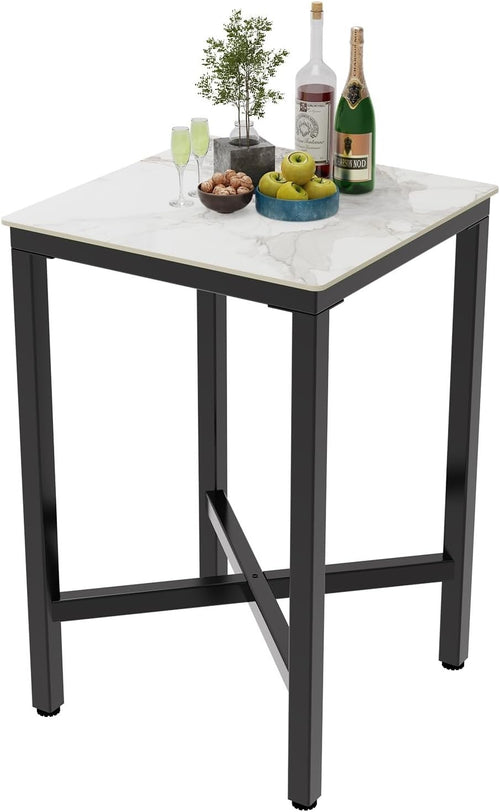 Cold Jadeite Sintered Stone Bar Table 70×70cm Textured Marble Effect 105cm High