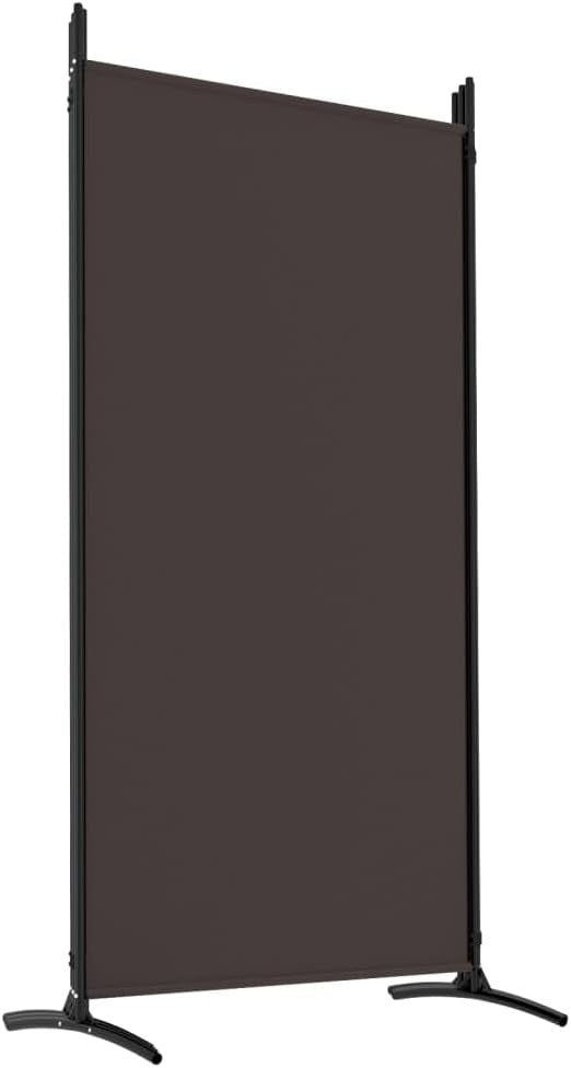5 Panel Folding Room Divider Brown Privacy Screen 433x180cm Fabric Partition