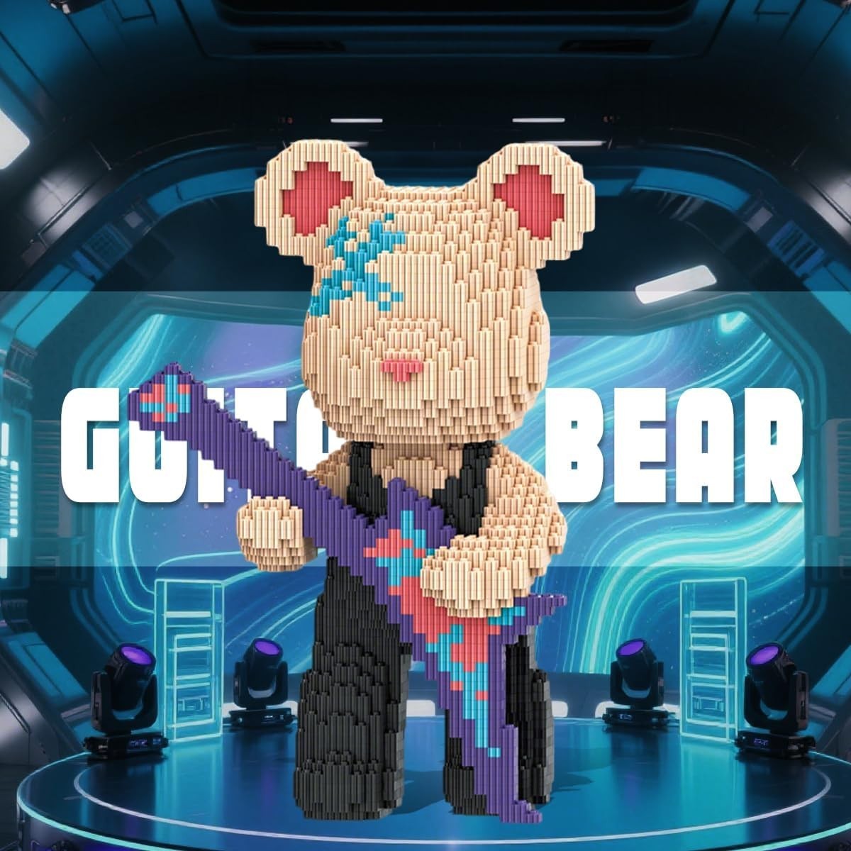 Bearbrick Guitar Building Kit 3150pcs | Cute Animal Decor Gift Adults
