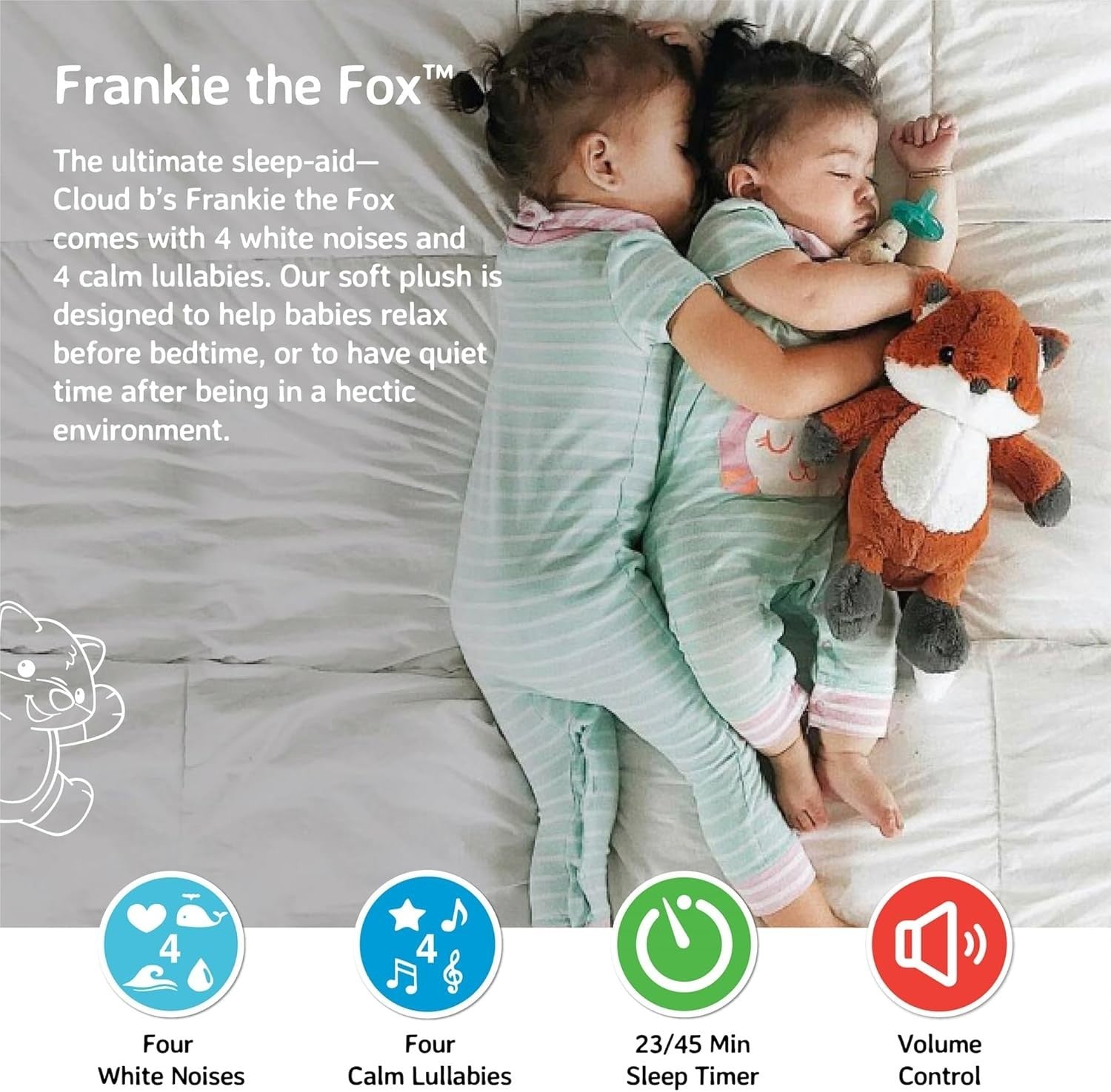 Frankie Fox Plush White Noise Machine Baby Sleep Aid Soft Comfort