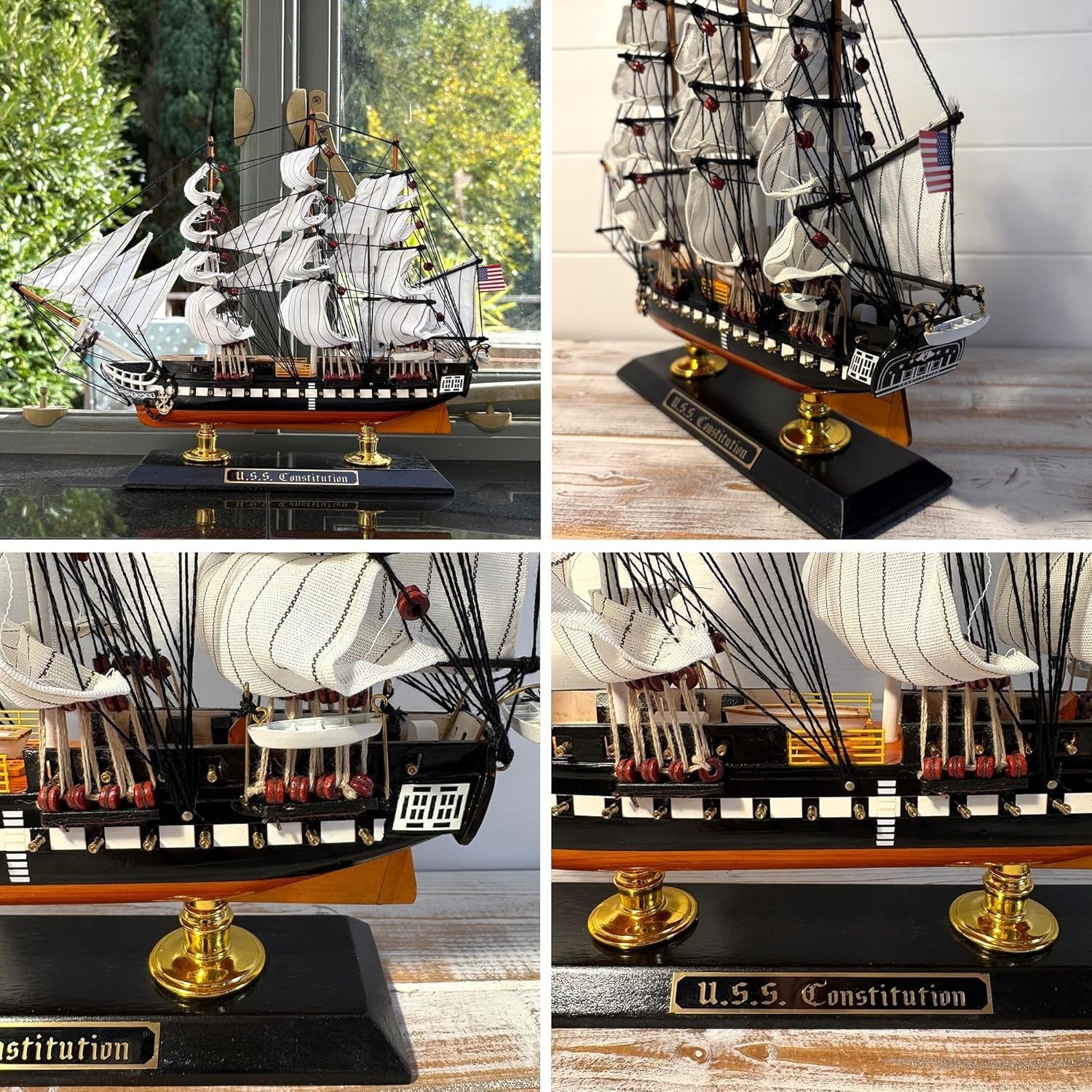 Large USS Constitution Model Ship | Handcrafted Wooden Tall Ship Replica