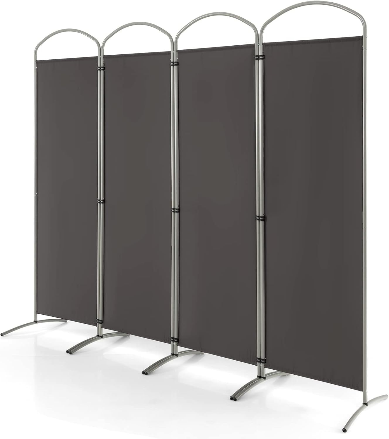 4 Panel Grey Folding Room Divider Privacy Screen for Bedroom Office 188cm High