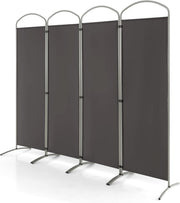 4 Panel Grey Folding Room Divider Privacy Screen for Bedroom Office 188cm High