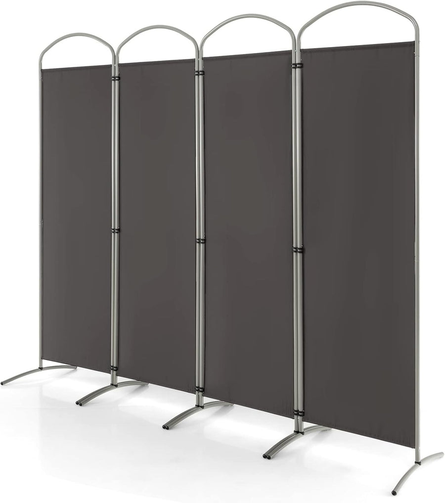 4 Panel Grey Folding Room Divider Privacy Screen for Bedroom Office 188cm High
