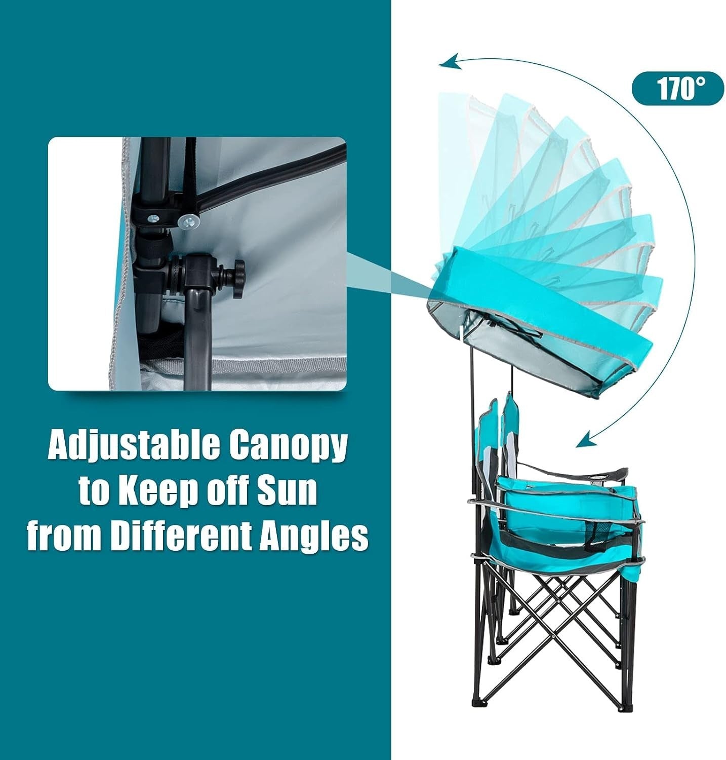 2 Seat Folding Camping Chair w/ Canopy & Cooler – Beach Picnic Outdoor