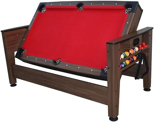 6FT 2 in 1 Pool Air Hockey Table Flip Top Family Games Set Red