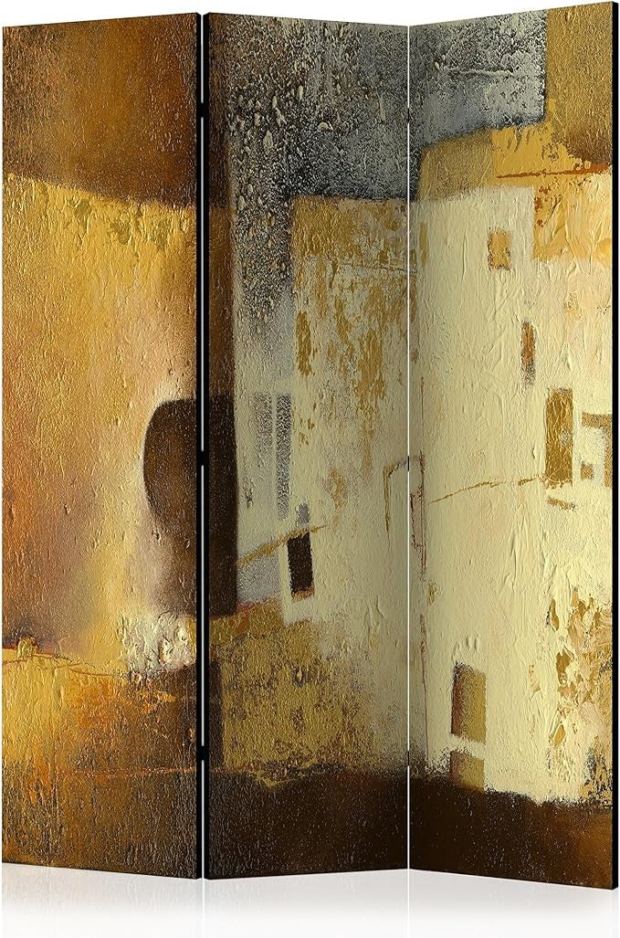 Warm Abstract Art Room Divider 135×172cm 3-Panel Foldable Privacy Screen
