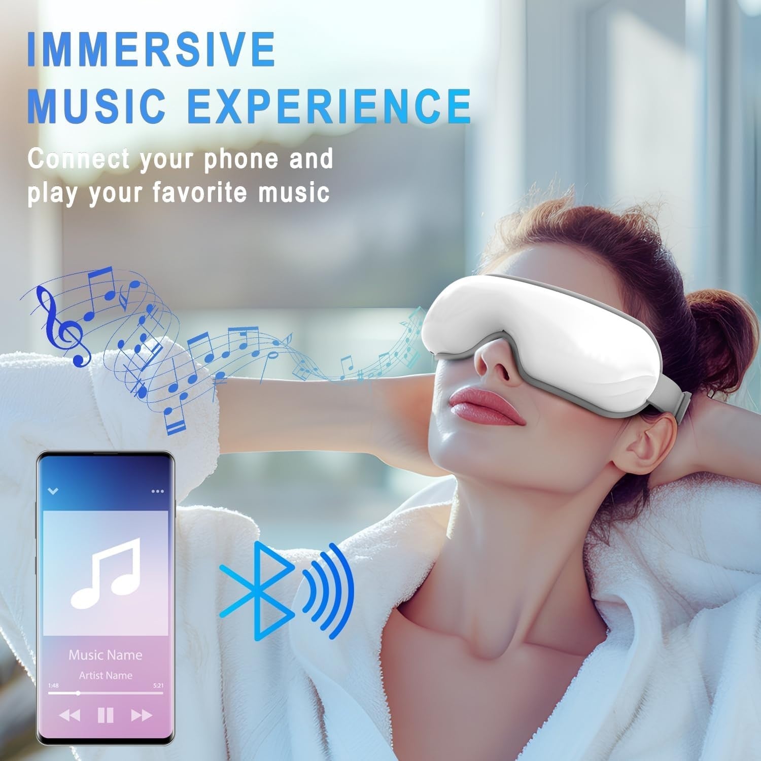 Heated Eye Massager Bluetooth Sleep Mask Migraine Stress Relief