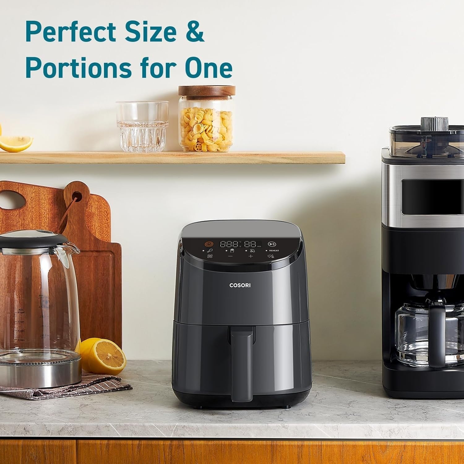 Compact Air Fryer 2L | 53% Faster Healthy Cooking Touch Display Low Noise